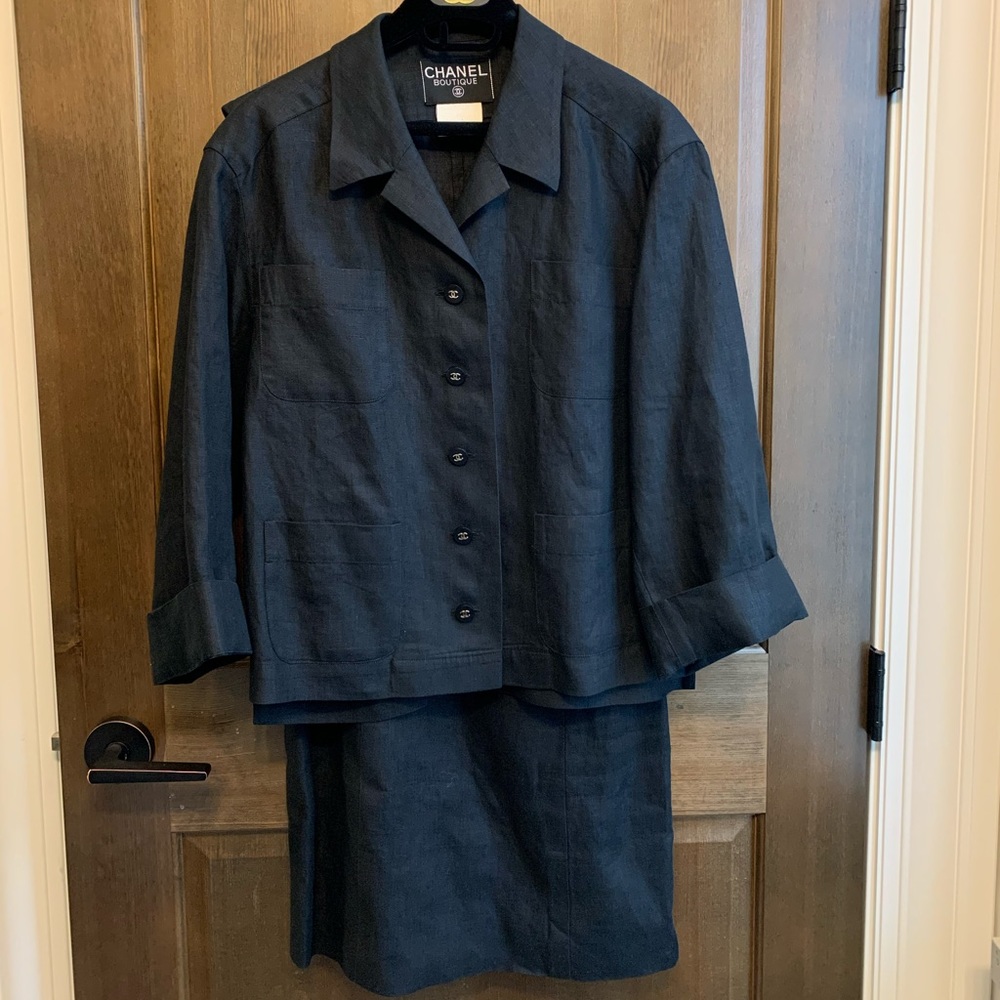Chanel vintage 1996 runway linen dress jacket set